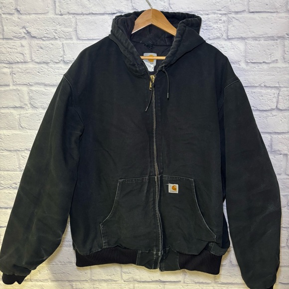 Carhartt Jacket Mens 2XL Tall Black J140 Loose Fit Quilted Hooded Duck Work - Picture 2 of 15